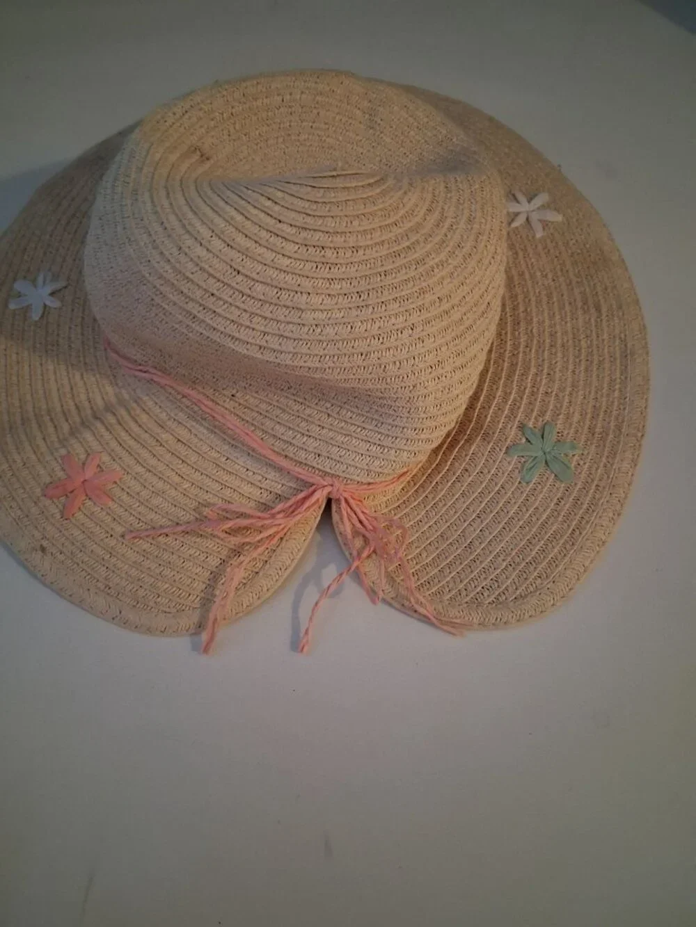 Embroidered Kids Wide Brimmed Straw Hat Summer Toddler Girls